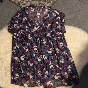 Torrid Versatile Floral & Skulls Kimono /Button-up Dress (Can fit Sm.- 4X!)